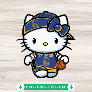 Hello Kitty Golden State Warriors svg file, kawaii basketball cut file