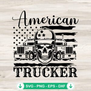 American Trucker US Flag SVG file for cutting machines