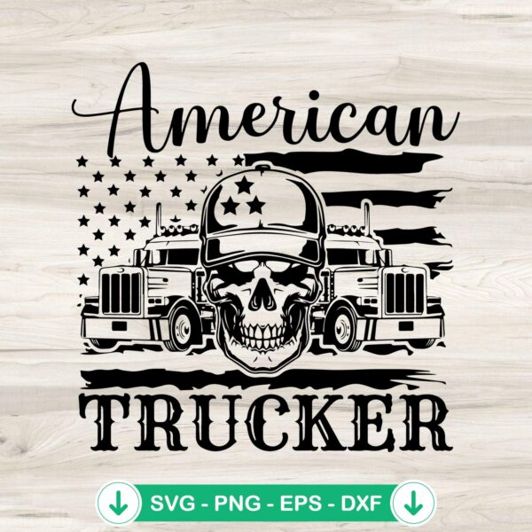 American Trucker US Flag SVG file for cutting machines