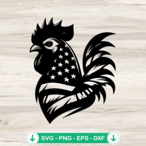 Rooster America Flag SVG file for Cricut cutting projects