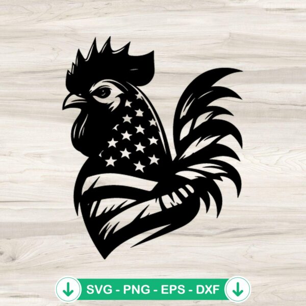 Rooster America Flag SVG file for Cricut cutting projects