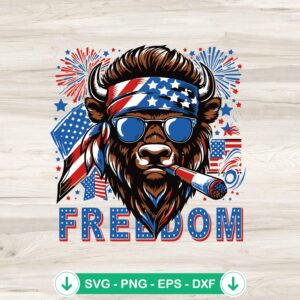 4th Of July Bull US Flag SVG file for Cricut cutting machine