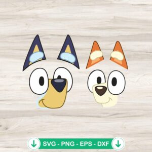 Bingo Bluey Heeler Face SVG file, cricut svg cut file