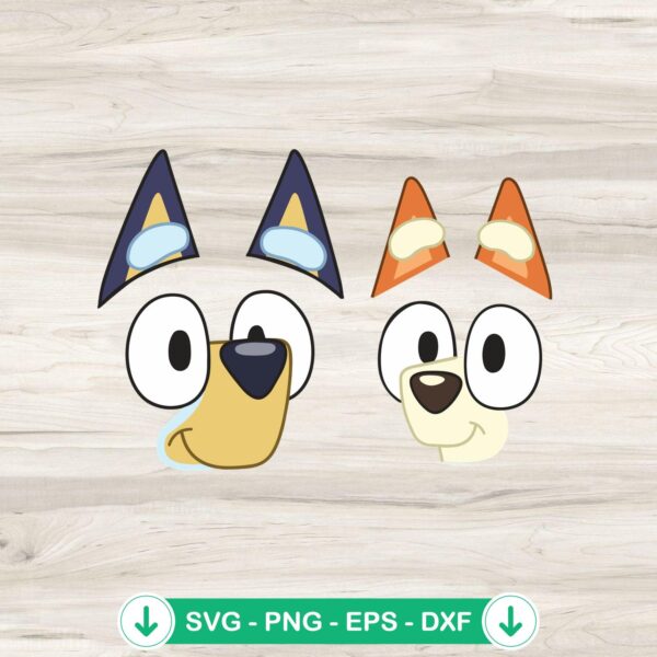 Bingo Bluey Heeler Face SVG file, cricut svg cut file