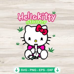 Hello Kitty Smoking Weed SVG file for crafting