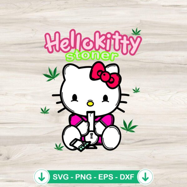 Hello Kitty Smoking Weed SVG file for crafting