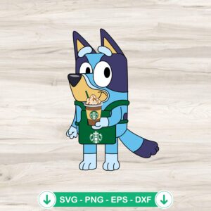 Bluey Starbucks Coffee Mug SVG file for Cricut cutting