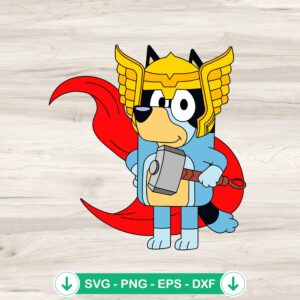 Bluey Thor Superhero SVG file for Cricut cutting machine