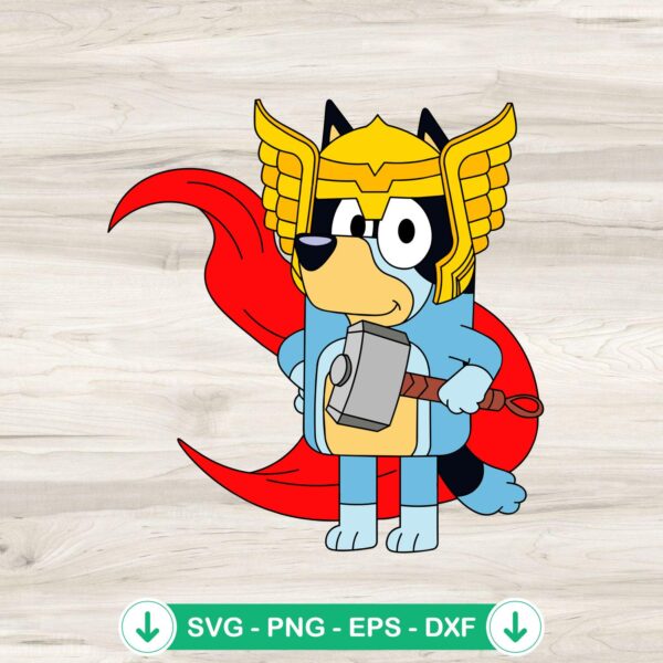 Bluey Thor Superhero SVG file for Cricut cutting machine