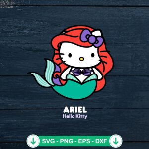 Hello Kitty Ariel Princess SVG file, Cricut cutting file