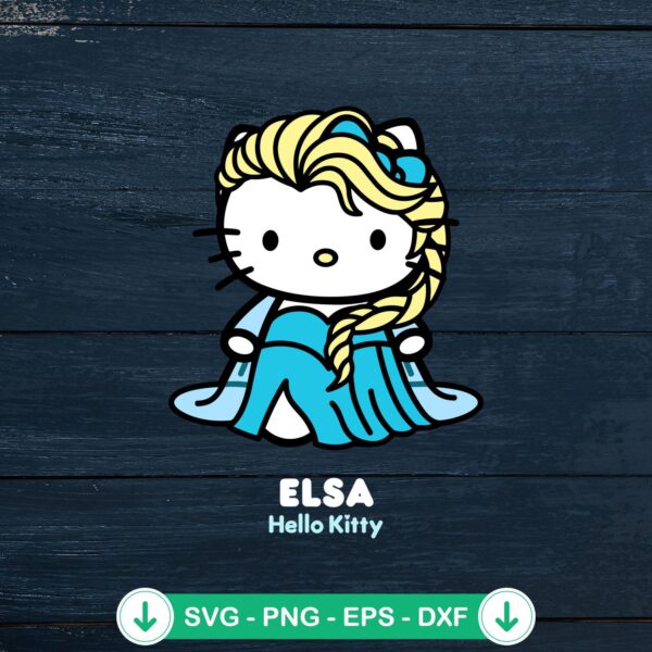 Hello Kitty Elsa Princess SVG file, Cricut cutting file