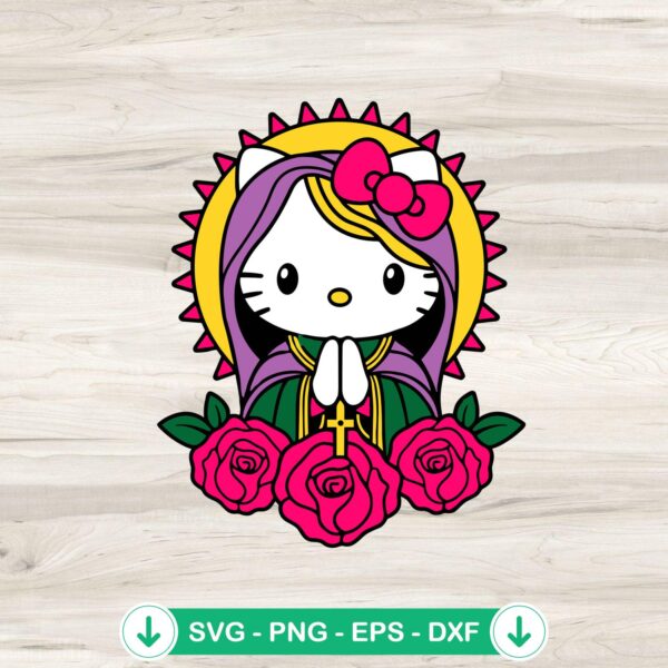 Hello Kitty Virgin Mary SVG file for Cricut cutting