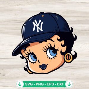 Betty Boop NY Yankees SVG file for Cricut cutting machine