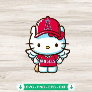 Hello Kitty LA Angels SVG file, cute kitty with angel wings, cricut svg, cutting file
