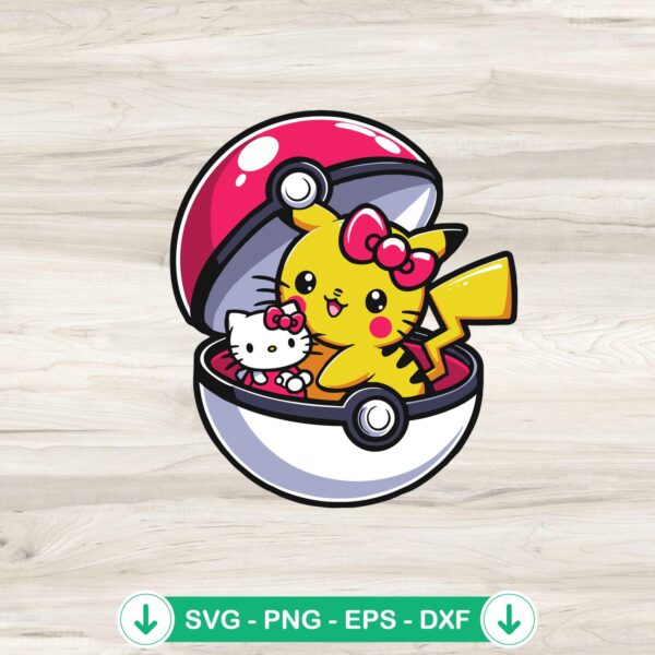 Hello Kitty Mashup Pikachu SVG file for Cricut cutting machine