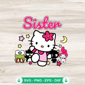 Hello Kitty Sanrio Sister SVG file for cutting machines