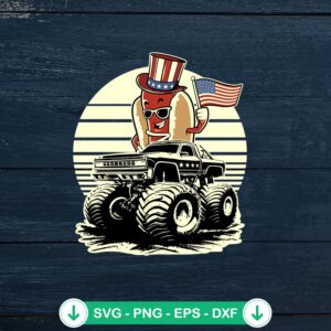 4th Of July Weiner Monster Truck SVG file for Cricut cutting