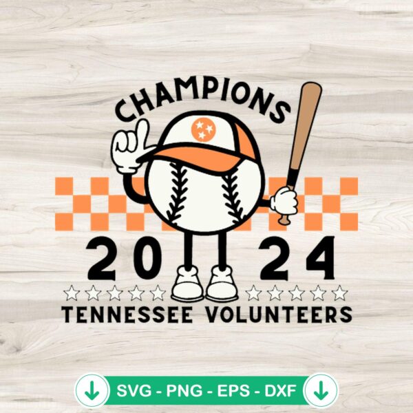 Champions 2024 Tennessee Volunteers Baseball svg file for cutting machine