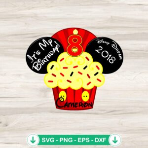 Mickey Cupcake svg file, birthday mouse cutting file for Cricut