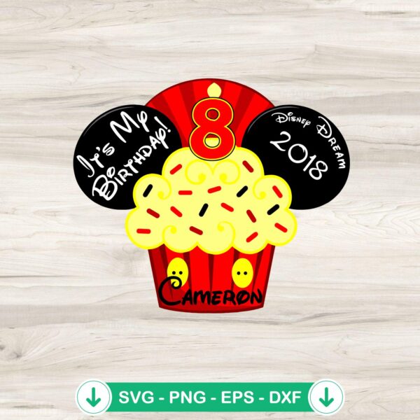 Mickey Cupcake svg file, birthday mouse cutting file for Cricut
