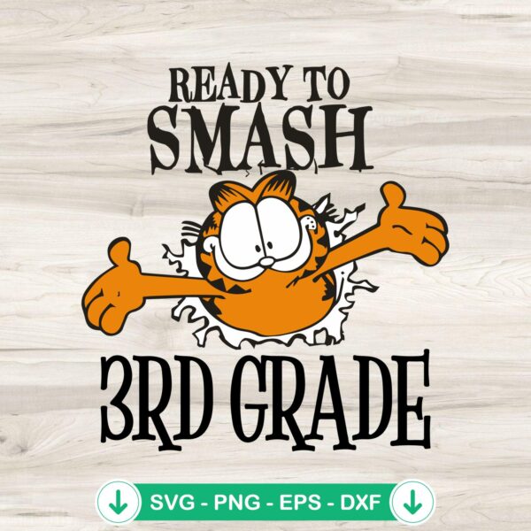 Garfield Ready To Smash Third Grade svg file for cricut cutting
