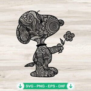 Mandala Snoopy With Flower SVG file, cricut svg cutting file