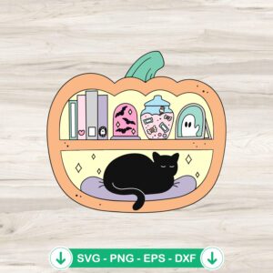 Pumpkin Bookshelf Halloween SVG file for Cricut cutting machine
