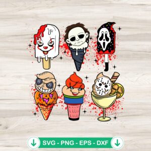 Horror Characters Halloween Ice Cream SVG file for Cricut