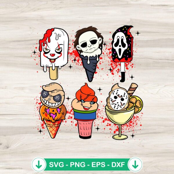 Horror Characters Halloween Ice Cream SVG file for Cricut
