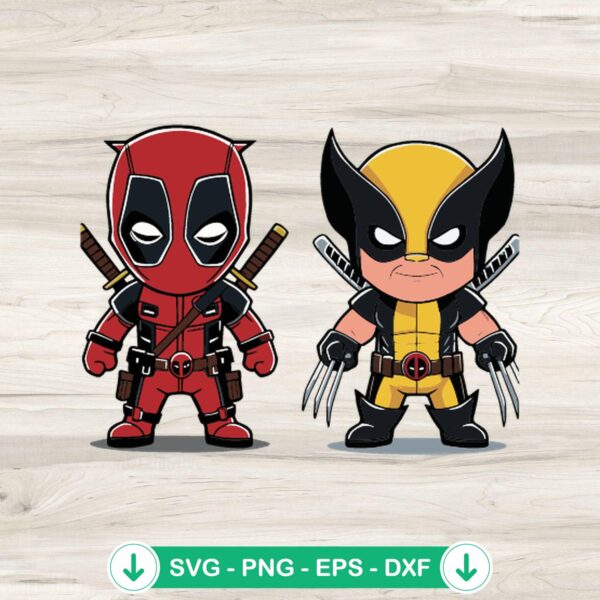 Deadpool And Wolverine Chibi SVG file for cutting machines