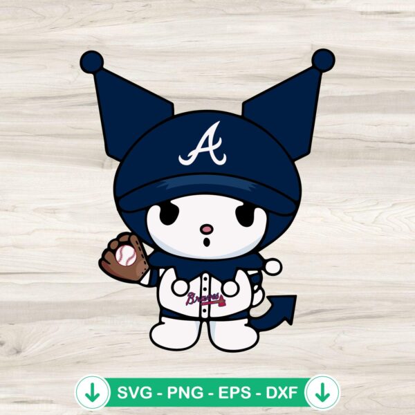 Kuromi Atlanta Braves Baseball SVG file for cutting machines