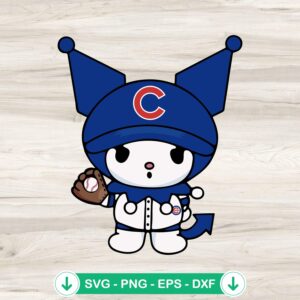 Kuromi Chicago Cubs Baseball SVG file for cutting machine