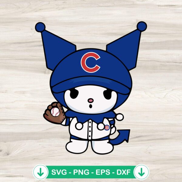 Kuromi Chicago Cubs Baseball SVG file for cutting machine