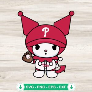 Kuromi Philadelphia Phillies Baseball SVG file for Cricut