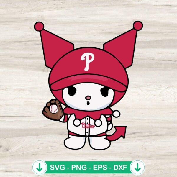 Kuromi Philadelphia Phillies Baseball SVG file for Cricut