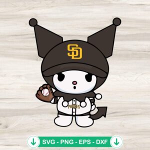 Kuromi San Diego Padres baseball svg file for cricut