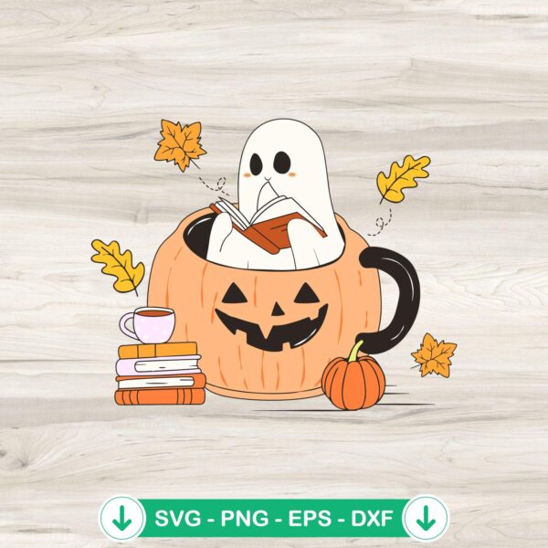 Cute Ghost Pumpkin Cup SVG file for Halloween crafts