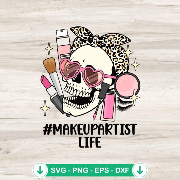 Makeup Artist Life SVG file for cutting machines, skull bow SVG