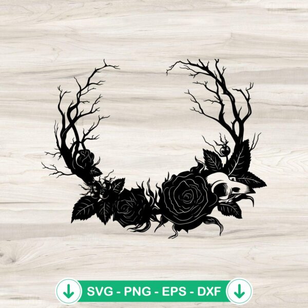 Gothic Roses Wreath SVG file for Cricut cutting machine