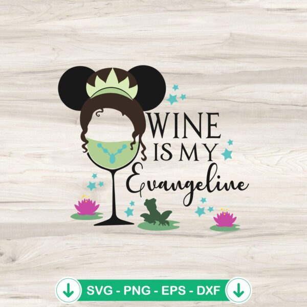 Tiana Wine Glass Mickey Ears SVG file for Cricut cutting machine