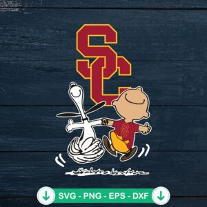 Snoopy and Charlie Brown USC Trojans logo svg file for cutting machines