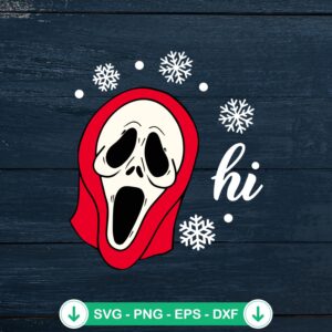 Ghostface Scream Santa Hi Christmas SVG file for Cricut