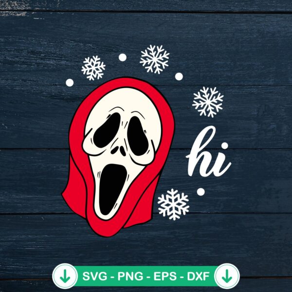 Ghostface Scream Santa Hi Christmas SVG file for Cricut