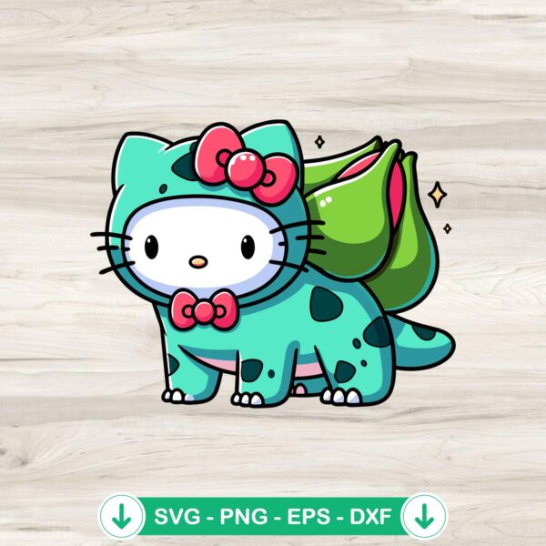 Hello Kitty Bulbasaur SVG file for Cricut cutting machine