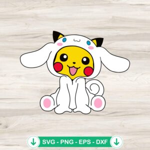 Pikachu with Cinnamoroll suit SVG file, cutting file