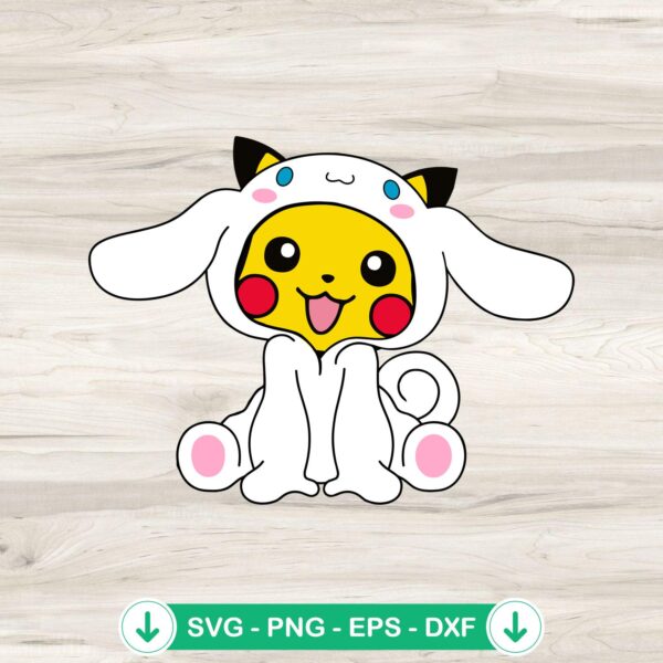 Pikachu with Cinnamoroll suit SVG file, cutting file