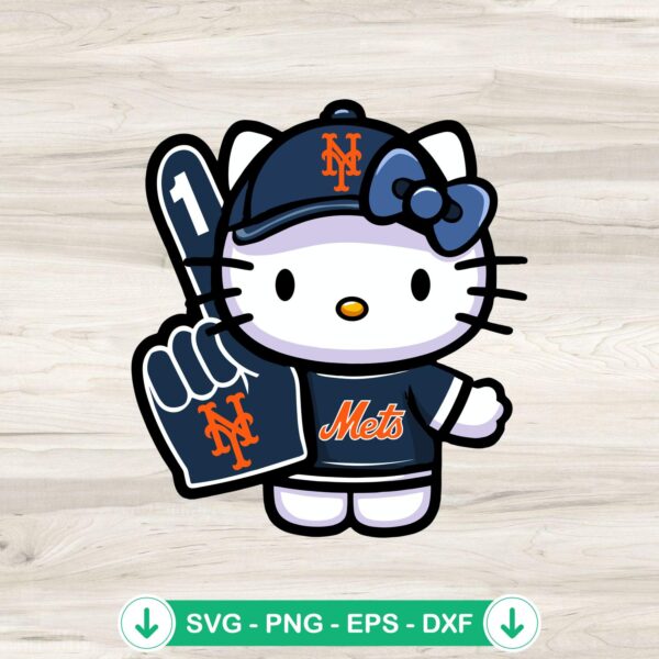 Hello Kitty MLB SVG file for New York Mets Cheerleader Baseball