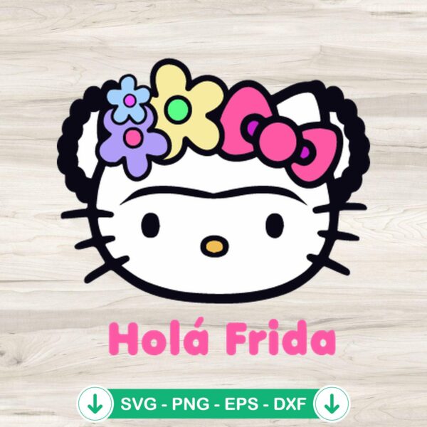 Hello Kitty Frida Kahlo SVG file for Cricut cutting machine