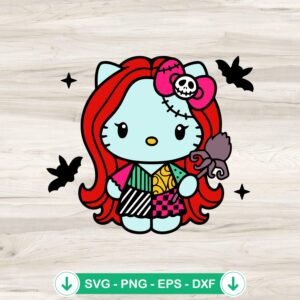 Hello Kitty Sally Skellington SVG file for Halloween crafts