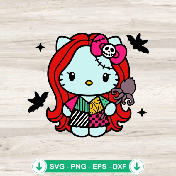 Hello Kitty Sally Skellington SVG file for Halloween crafts